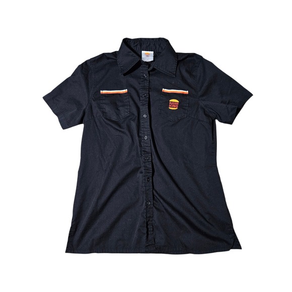 burger king Tops - Burger King Manager Uniform Shirt Women's Medium Short Sleeve Button Up Employee